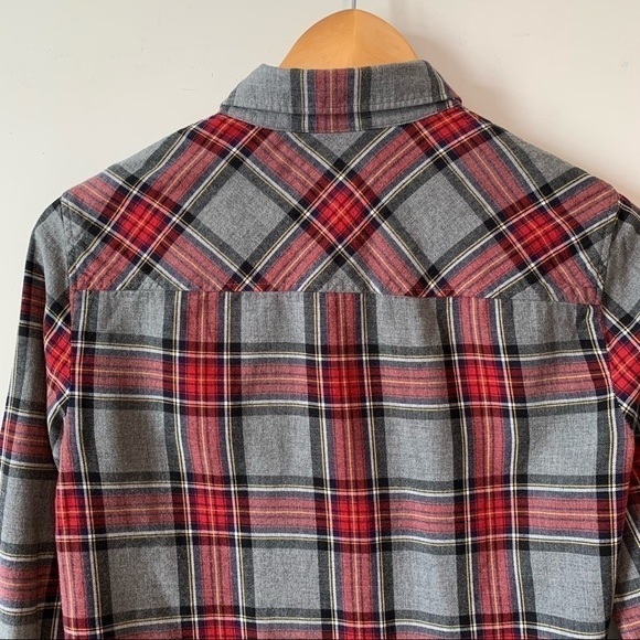 J. Crew Grey & Red Plaid Boy Cotton Button Down Shirt Size 0 - Picture 6 of 14